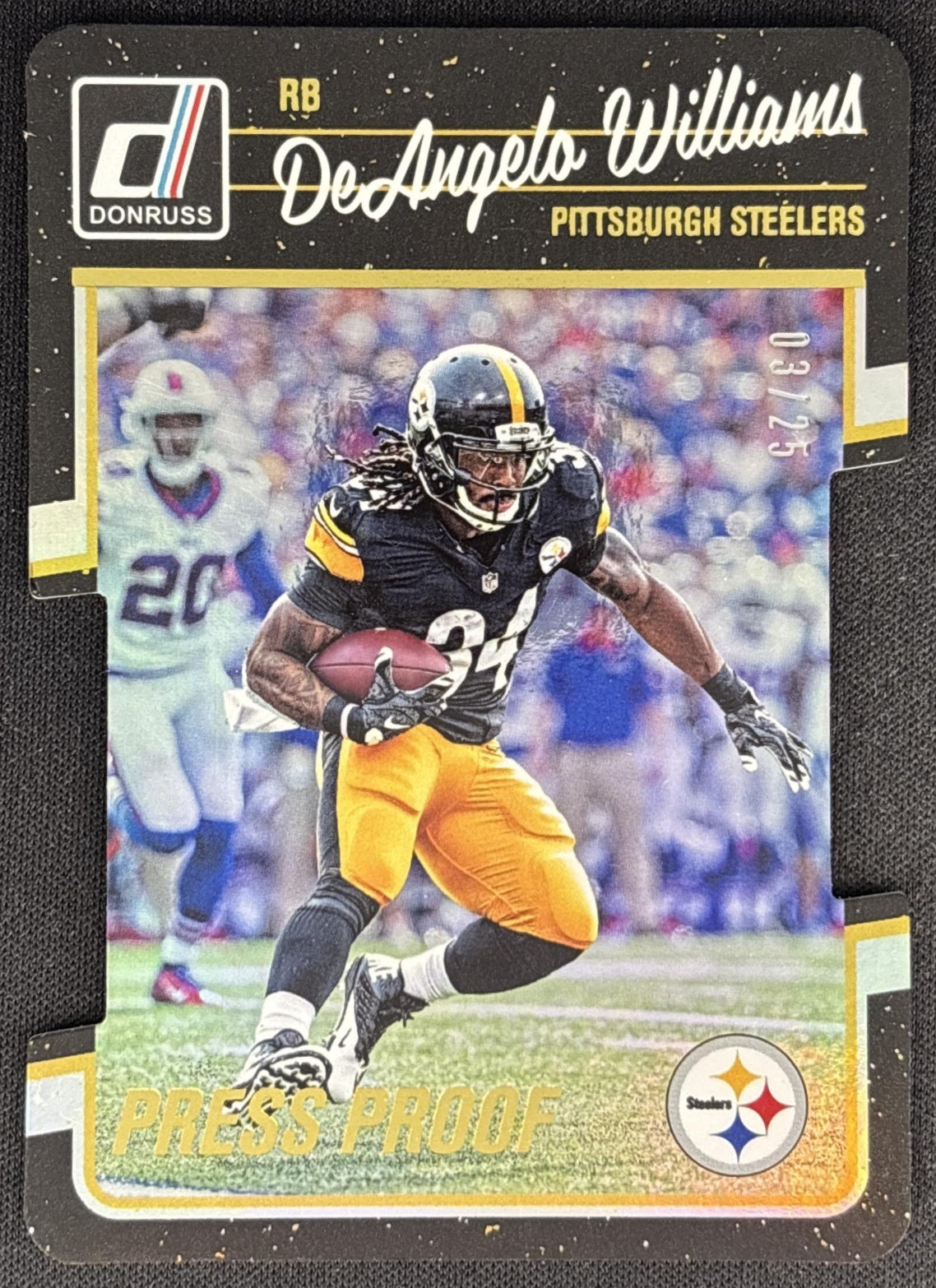 DeAngelo Williams 2016 Panini Donruss Press Proofs Gold Die Cuts /25 Steelers front