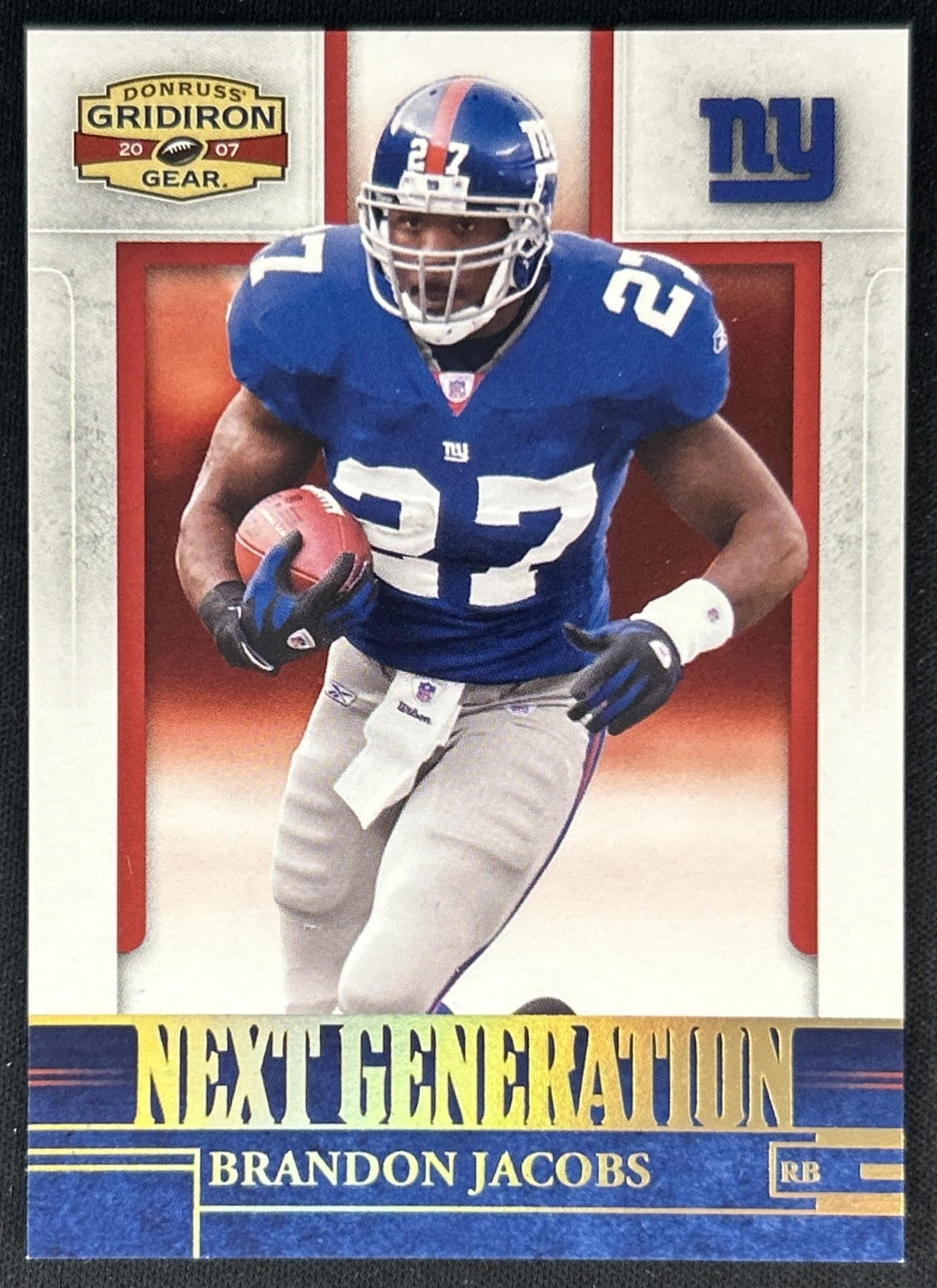 Brandon Jacobs 2007 Gridiron Gear Next Generation Gold Holofoil /100 Giants front