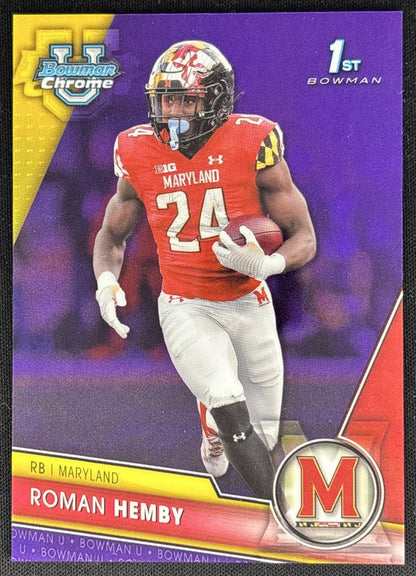 Roman Hemby 2023 Bowman University Chrome Purple Refractor /399 front