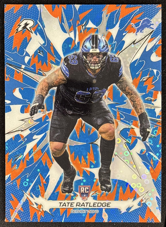 Tate Ratledge 2025 Topps Resurgence Blue and Orange Spark Refractor Lions
