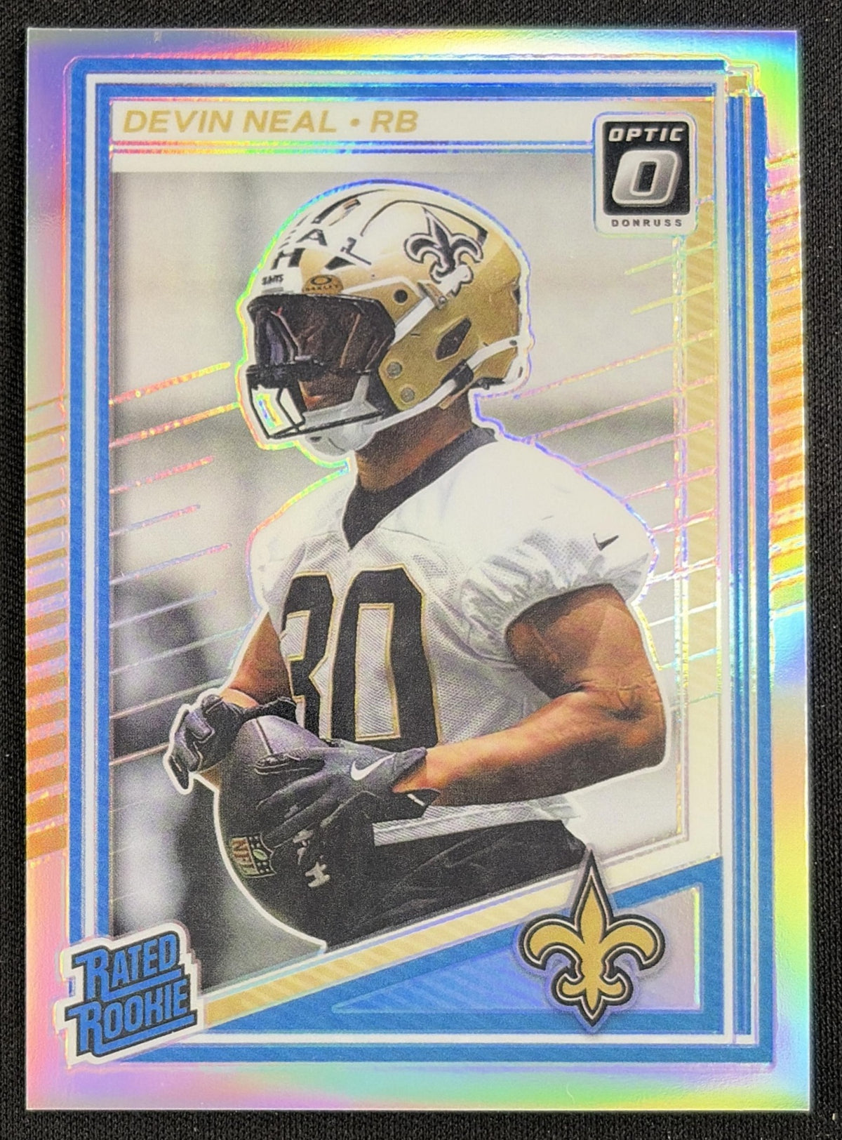 Devin Neal 2025 Panini Donruss Optic Rated Rookie Holo Prizm Saints - Front