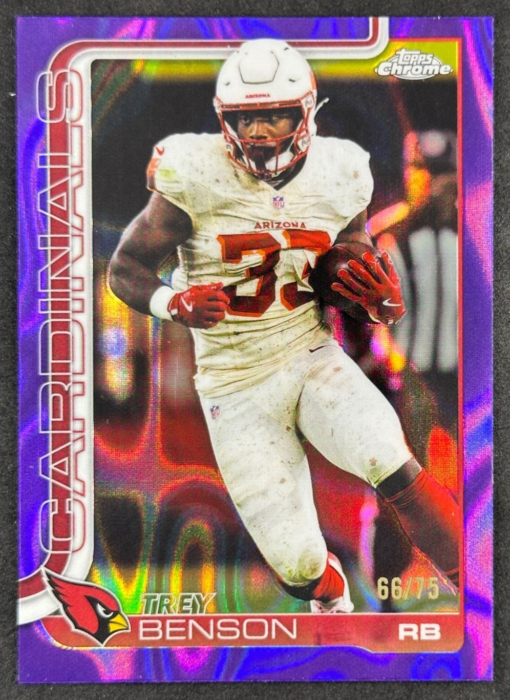 Trey Benson 2025 Topps Chrome Purple Lava Refractor /75 Cardinals
