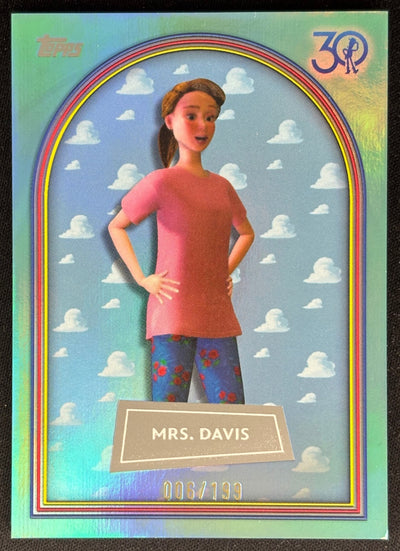 Mrs. Davis 2025 Topps Pixar Crystal 30 Years of Toy Story Aqua Foil /199 Non-Sports Trading Cards