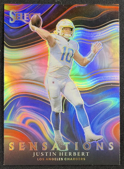 Justin Herbert 2021 Panini Select Sensations Prizm Chargers Sports Trading Card