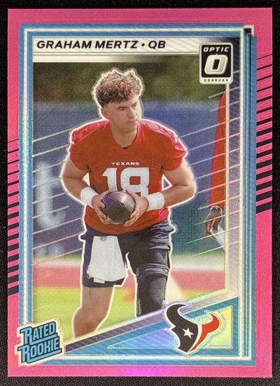 Graham Mertz 2025 Panini Donruss Optic Rated Rookie Preview Pink Texans Sports Trading Card