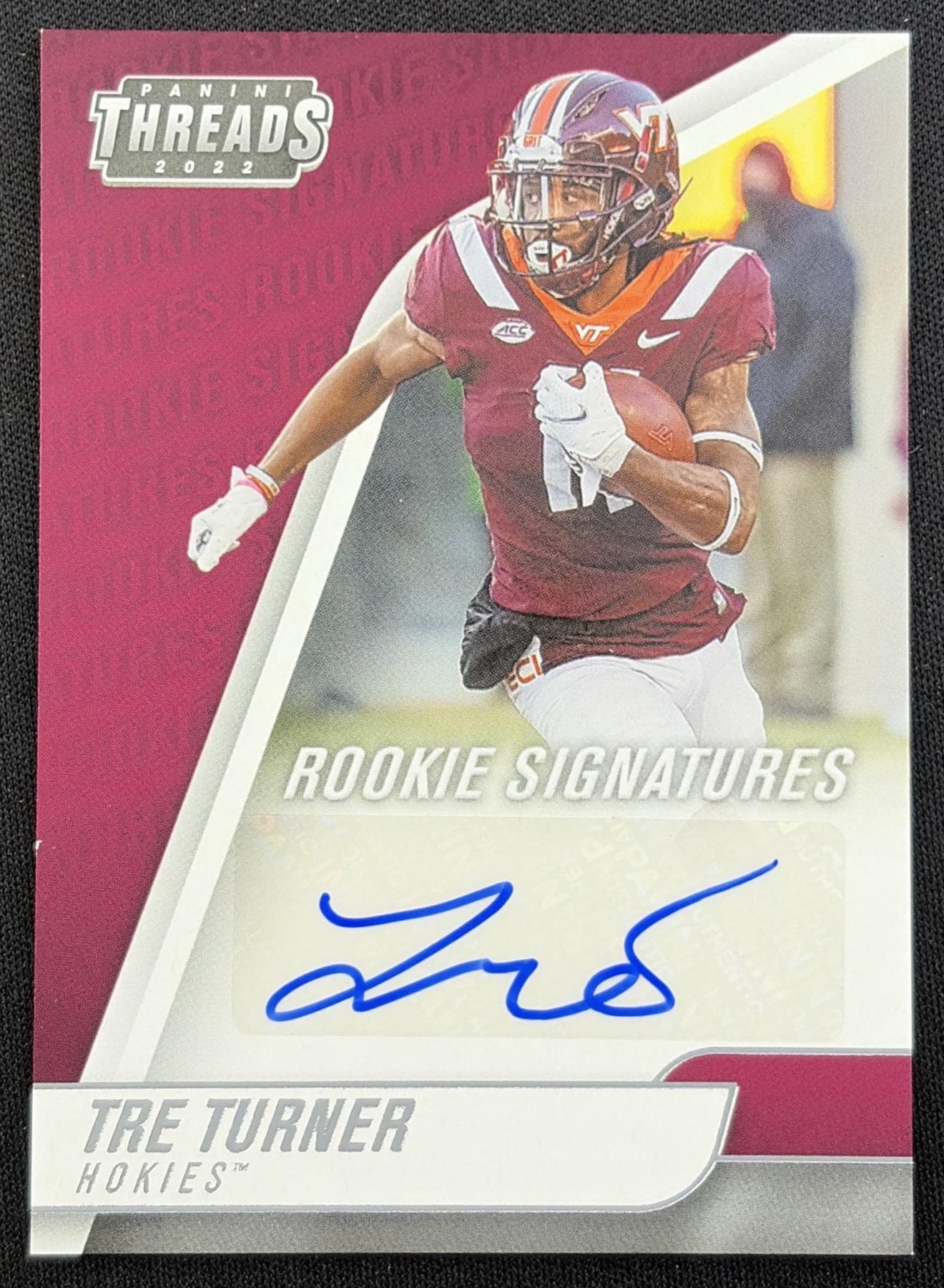 Tre Turner 2022 Panini Chronicles Draft Picks Threads Rookie Signatures Hokies