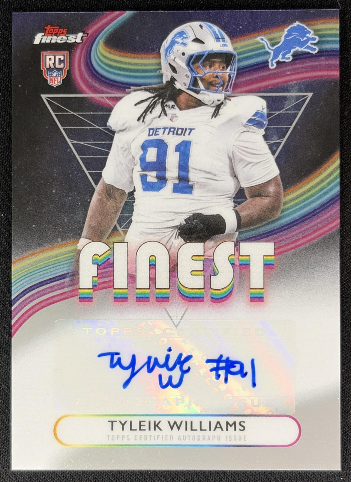 Tyleik Williams 2025 Topps Finest Rookie Auto Lions front