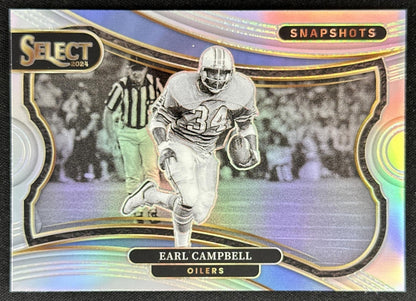 Earl Campbell 2024 Panini Select Snapshots Silver Prizm Oilers Titans