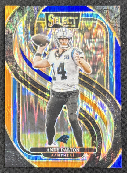 Andy Dalton 2024 Panini Select Premier Blue and Orange Prizm Shock /35 Panthers
