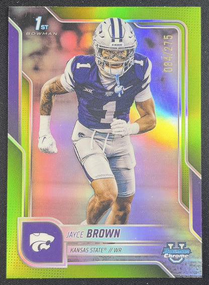 Jayce Brown 2025 Bowman Chrome University Prospects Lime Green Refractor /275 Wildcats