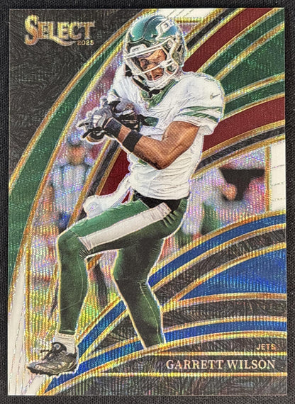 Garrett Wilson 2025 Panini Select Club Level Tri-Color Prizm /249 Jets