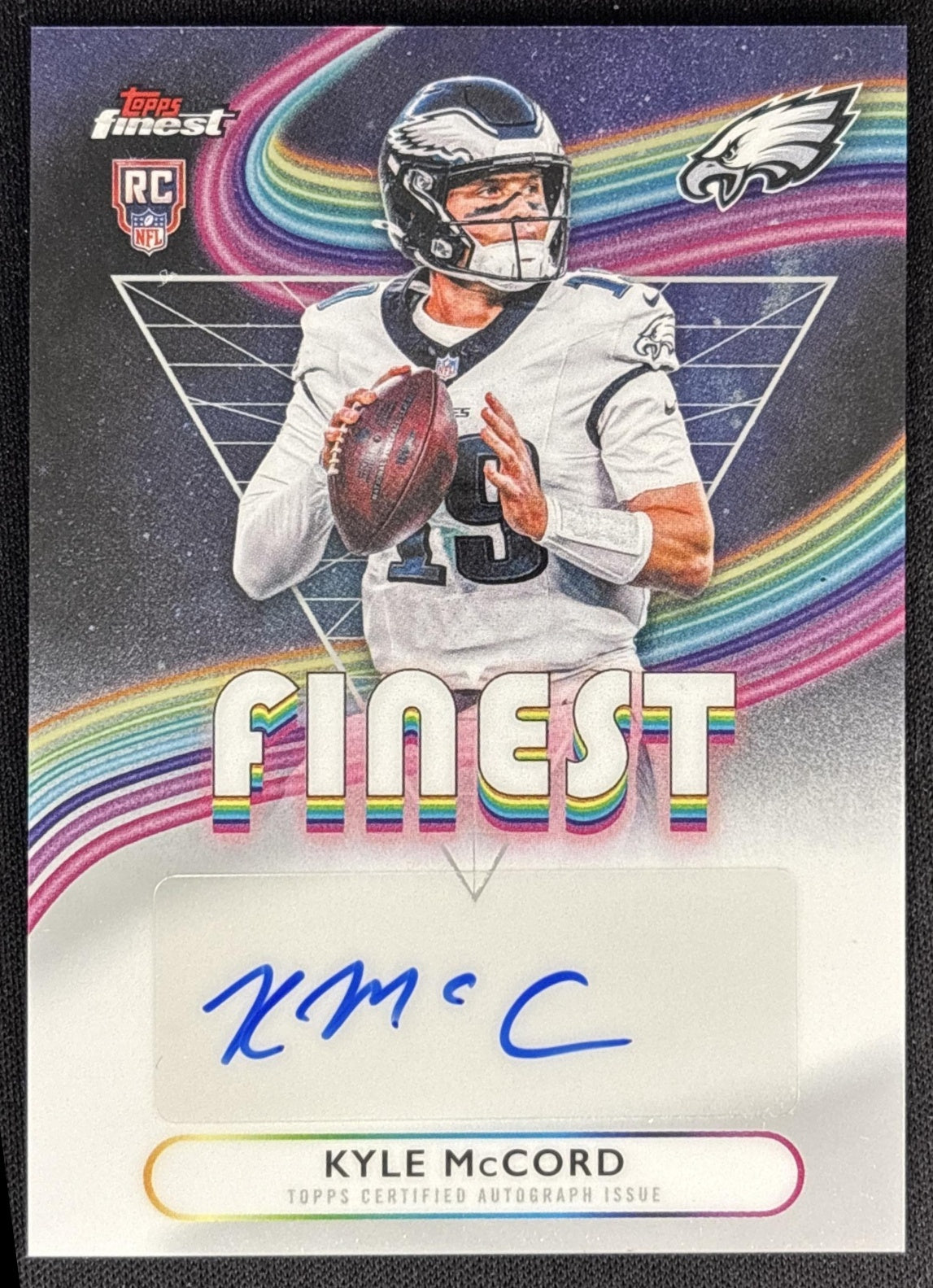 Kyle McCord 2025 Topps Finest Rookie Auto Eagles front