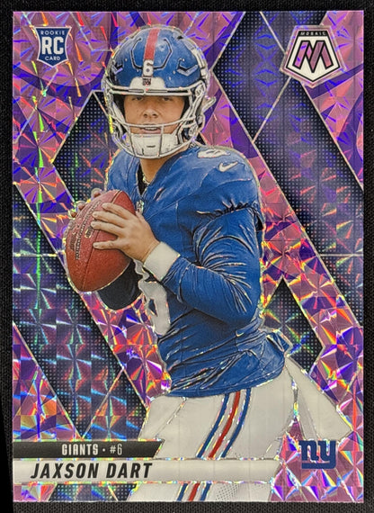 Jaxson Dart 2025 Panini Mosaic Rookies Reactive Purple Prizm Giants front