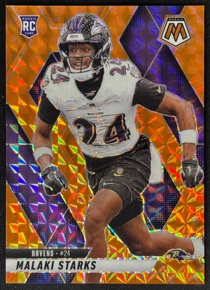 Malaki Starks 2025 Mosaic Rookies Orange Prizm /199 Ravens - Front