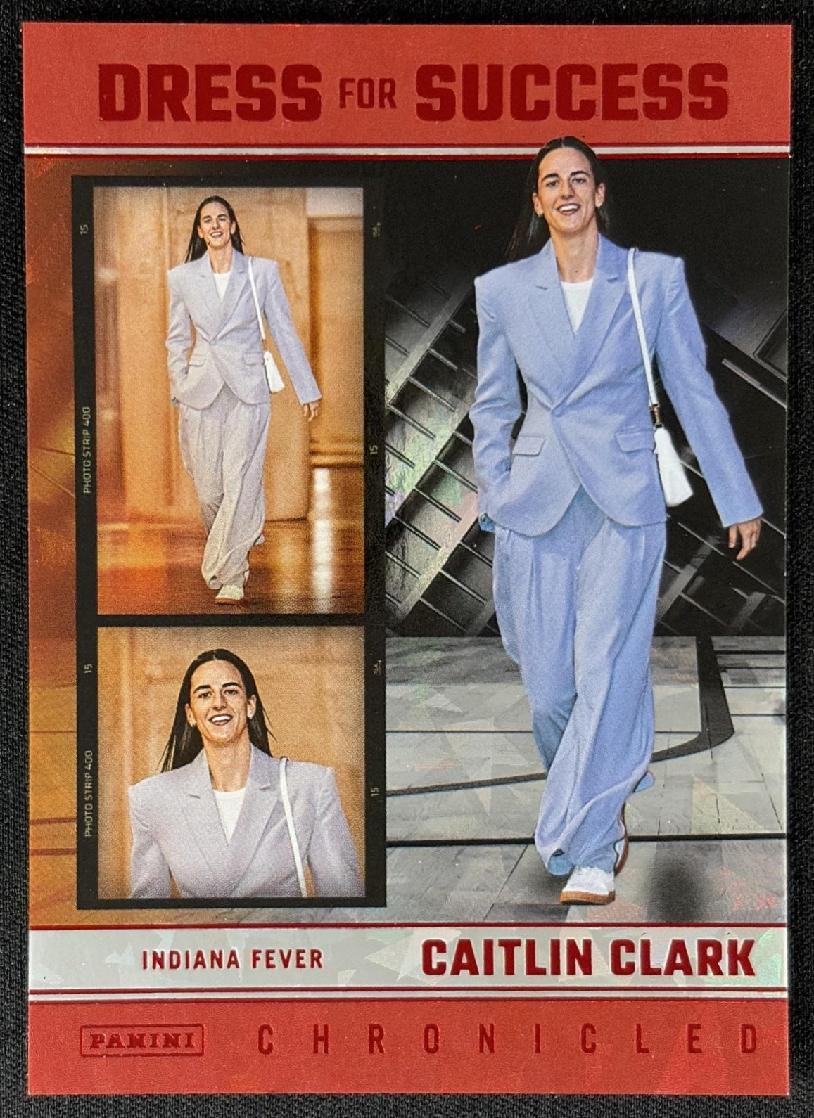 Caitlin Clark 2025 Panini Chronicled Dress For Success Red Cracked Ice Fever 70