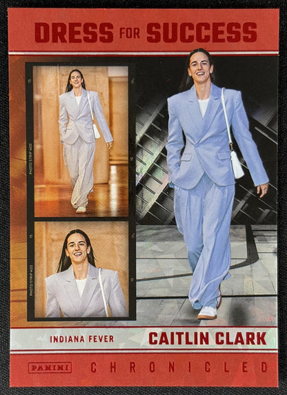 Caitlin Clark 2025 Panini Chronicled Dress For Success Red Cracked Ice Fever 70