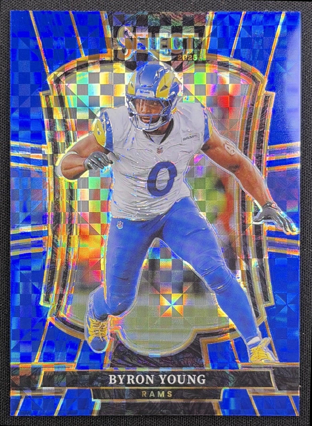 Byron Young 2025 Panini Select Premier Level Blue Prizm /175 Rams