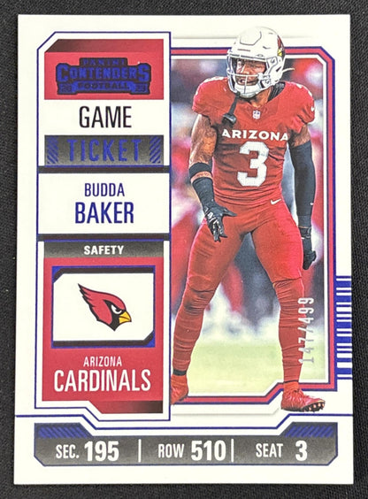 Budda Baker 2023 Panini Contenders Game Ticket Blue /499 Cardinals
