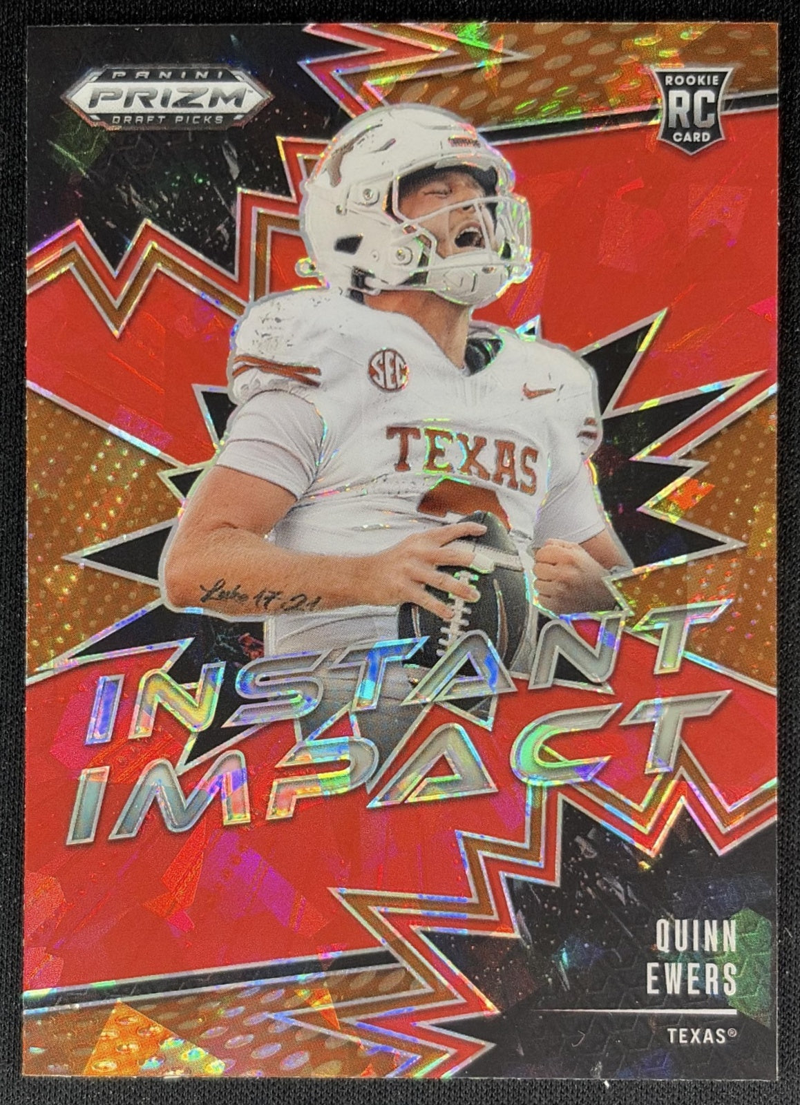 Quinn Ewers 2025 Panini Prizm Draft Picks Instant Impact Red Ice Longhorns Front