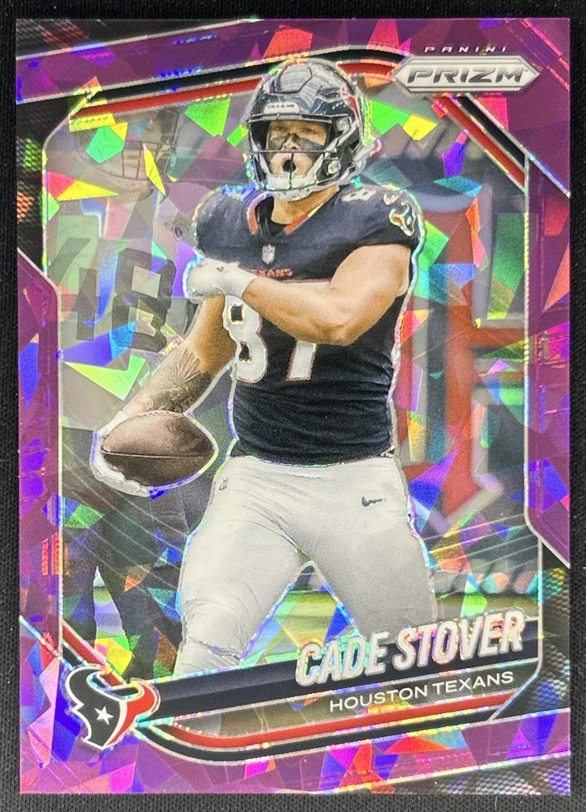 Cade Stover 2025 Panini Prizm Purple Ice /225 Texans Front