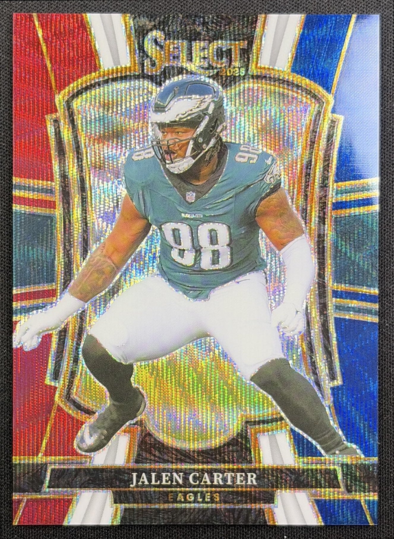 Jalen Carter 2025 Panini Select Premier Level Tri-Color Prizm /299 Eagles front