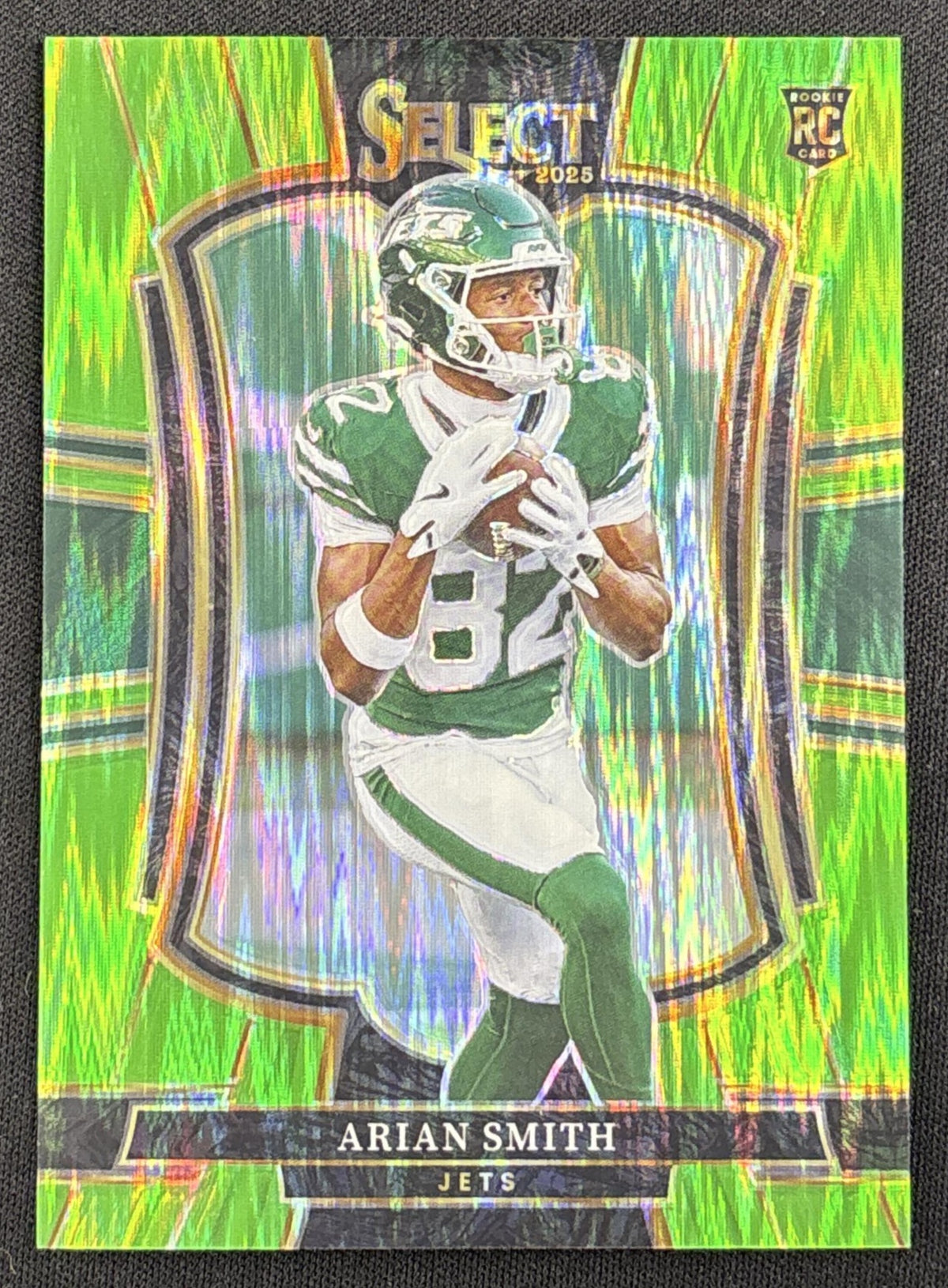 Arian Smith 2025 Panini Select Premier Level Neon Green Prizm Shock /699 Jets