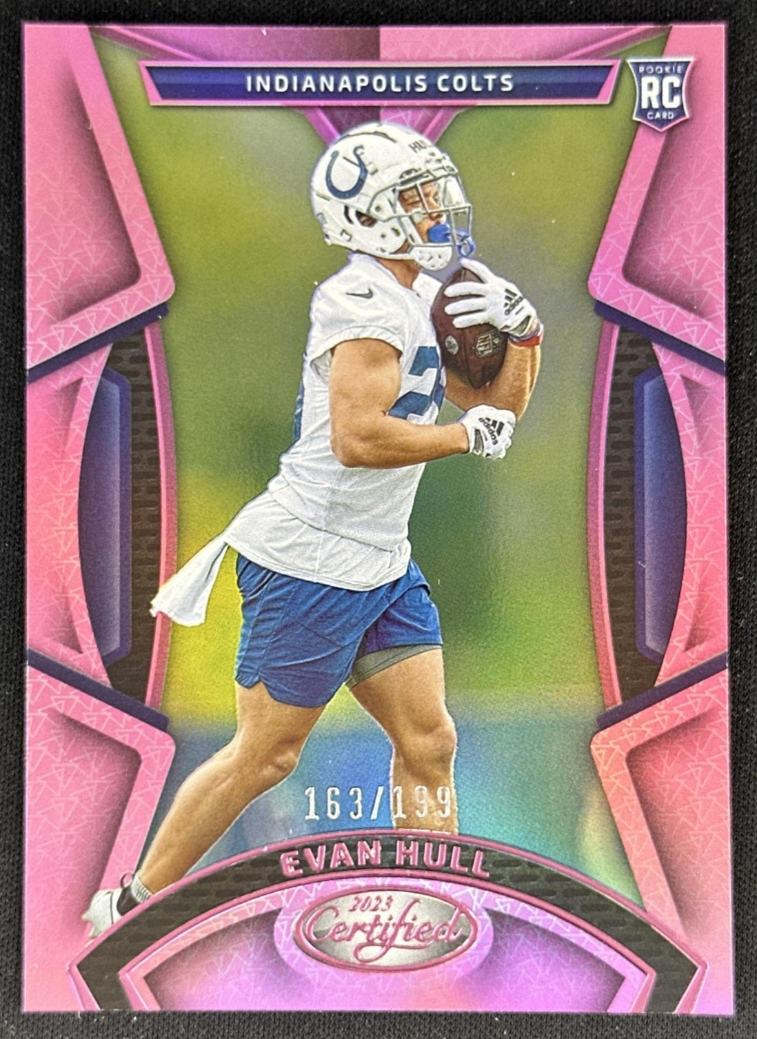 Evan Hull 2023 Certified Pink /199 Colts Texans front