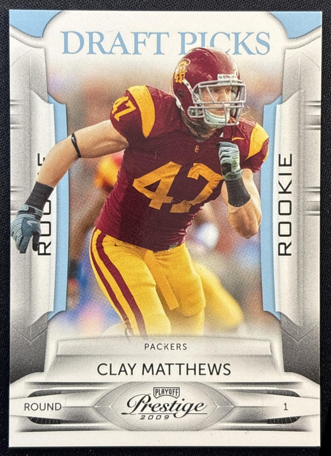 Clay Matthews 2009 Panini Playoff Prestige Draft Picks Light Blue /999 Packers front