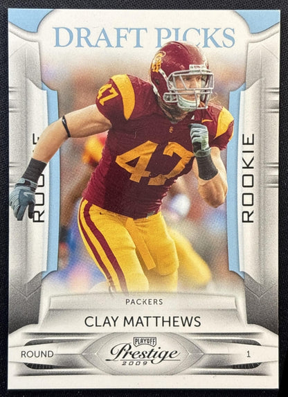 Clay Matthews 2009 Panini Playoff Prestige Draft Picks Light Blue /999 Packers front