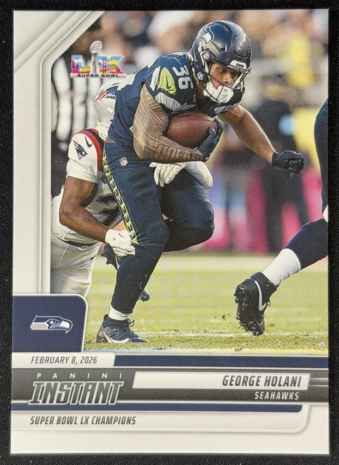 George Holani 2026 Panini Instant Super Bowl LIX Champions Seattle Seahawks front
