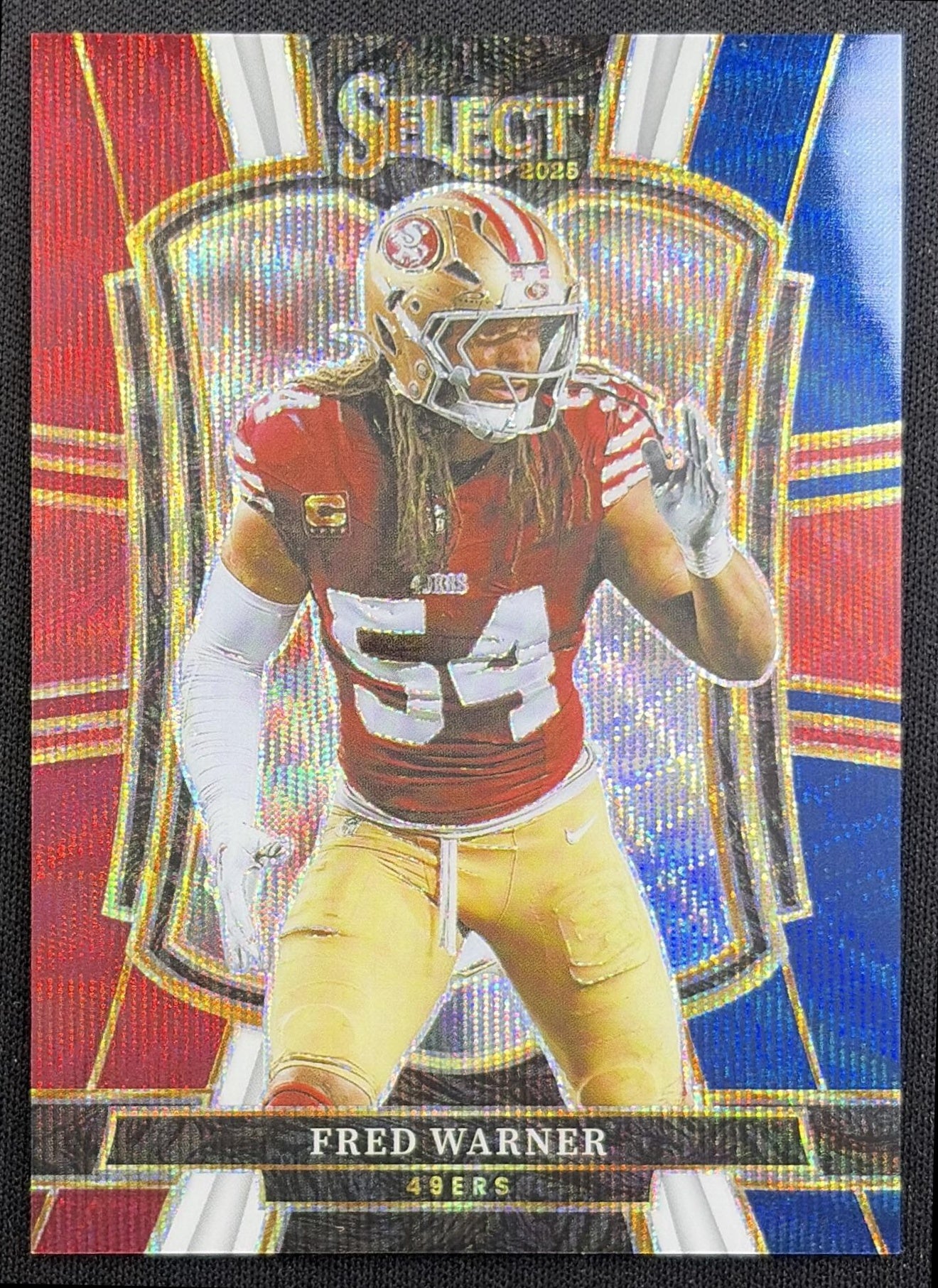 Fred Warner 2025 Panini Select Premier Level Tri-Color Prizm /299 49ers San Francisco 49ers