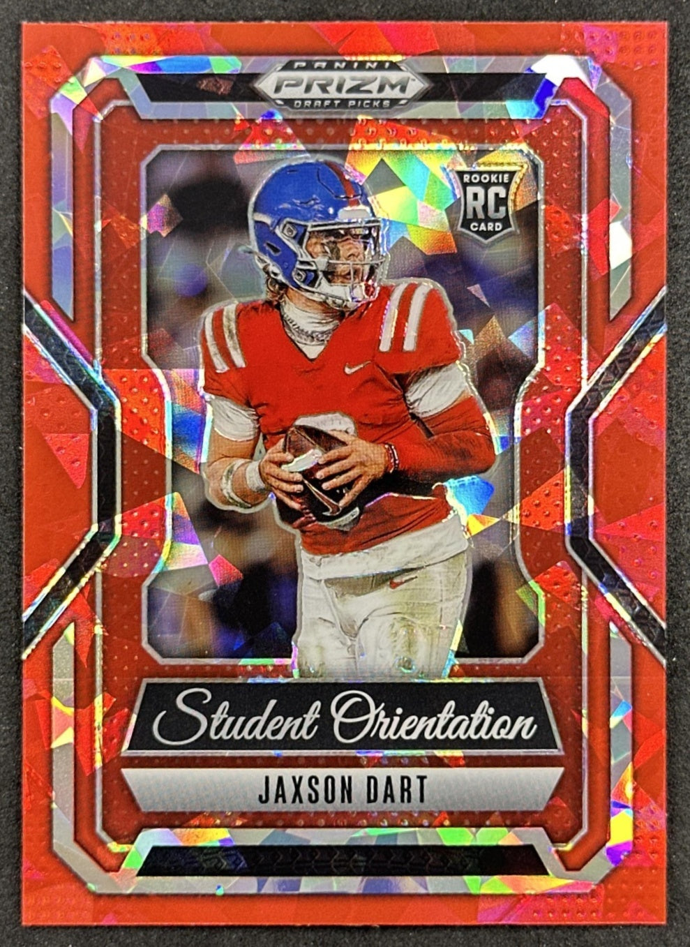 Jaxson Dart 2025 Panini Prizm Draft Picks Student Orientation Red Ice Rebels Giants