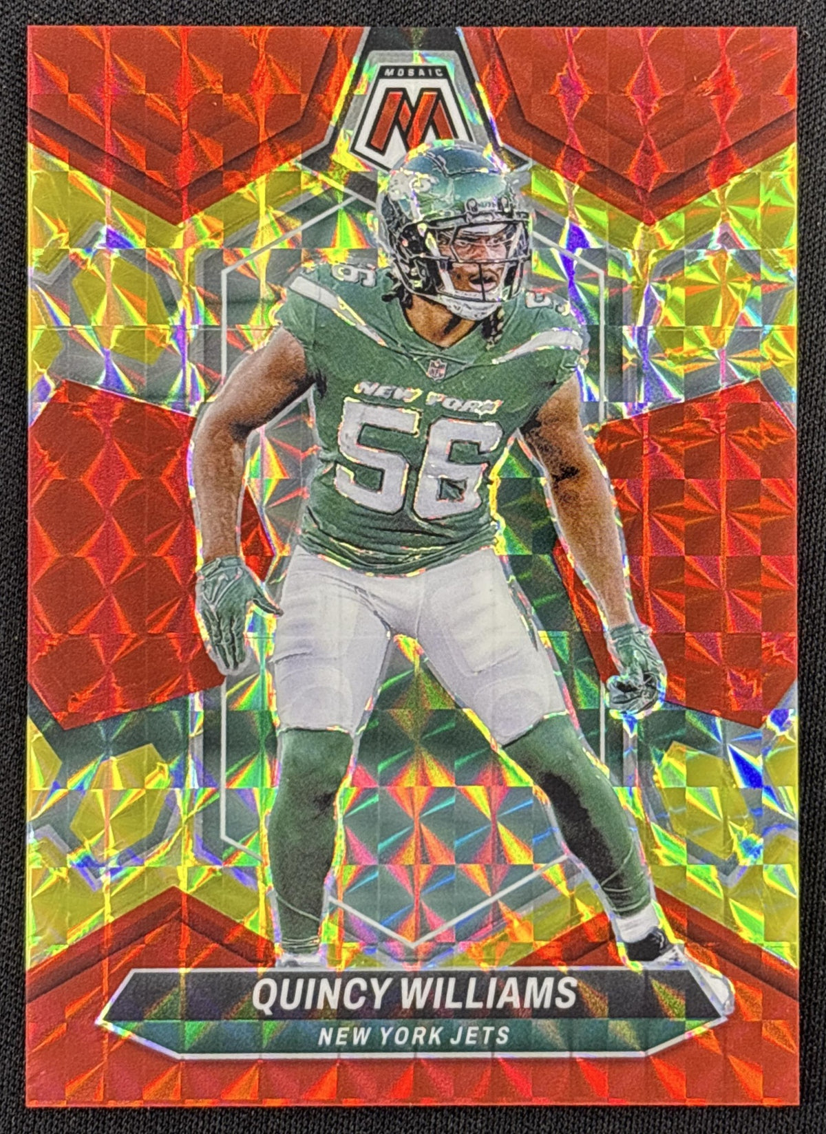 Quincy Williams 2024 Panini Mosaic Choice Fusion Red and Yellow Prizm /80 Jets