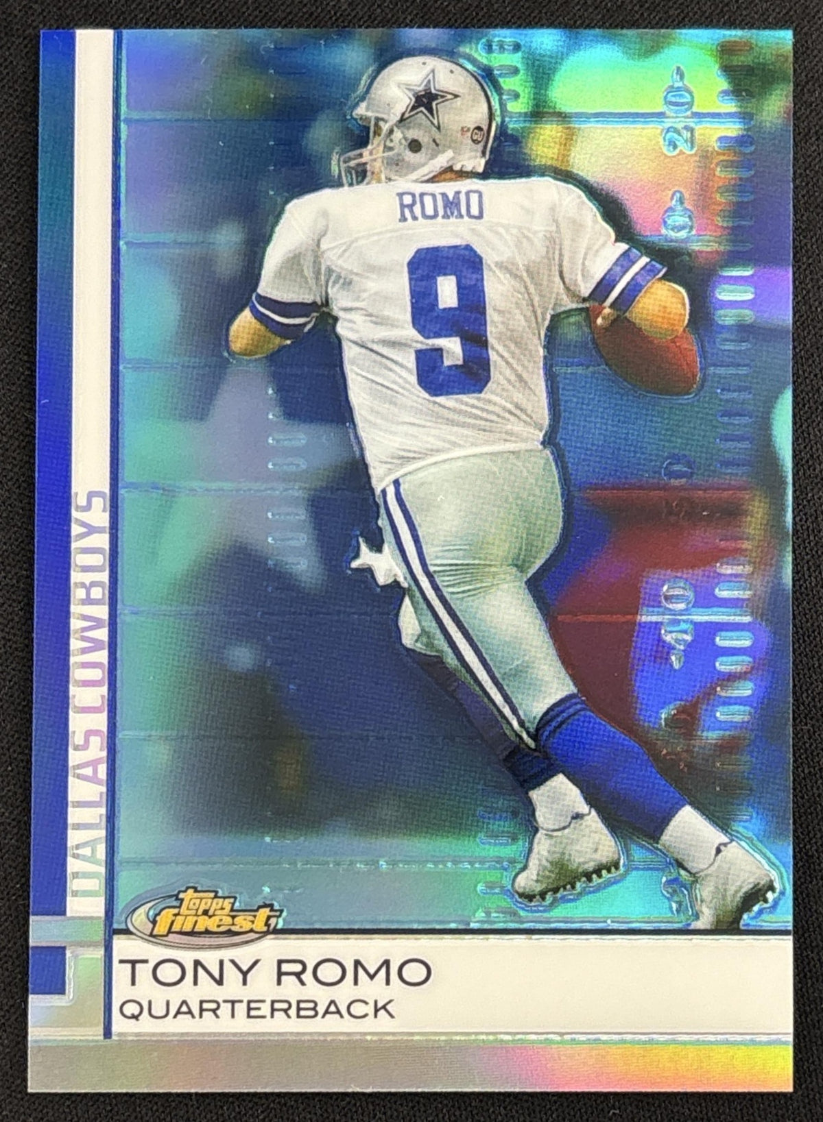 Tony Romo 2009 Topps Finest Blue Refractor /429 Cowboys Sports Trading Card