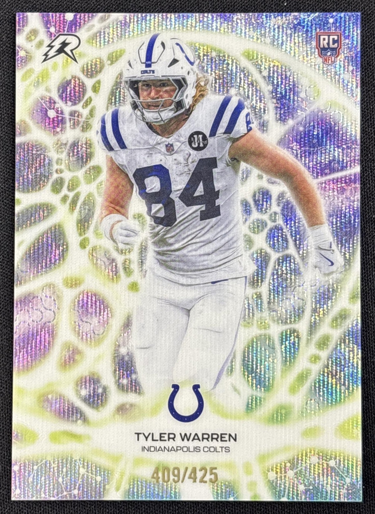 Tyler Warren 2025 Topps Resurgence Protonyx Surge Refractor /425 Colts