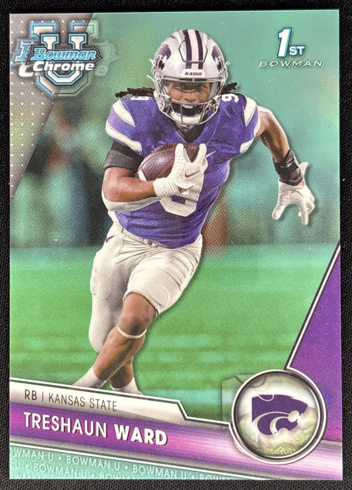 Treshaun Ward 2023 Bowman University Chrome Aqua Refractor /299 Wildcats front