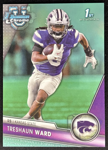 Treshaun Ward 2023 Bowman University Chrome Aqua Refractor /299 Wildcats front