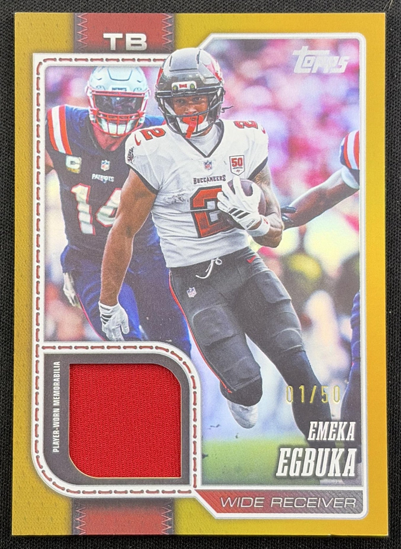 Emeka Egbuka 2026 Topps Real One Relic Gold /50 Buccaneers