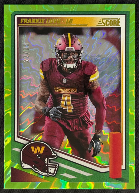 Front image of Frankie Luvu 2025 Score Electric /99 Commanders