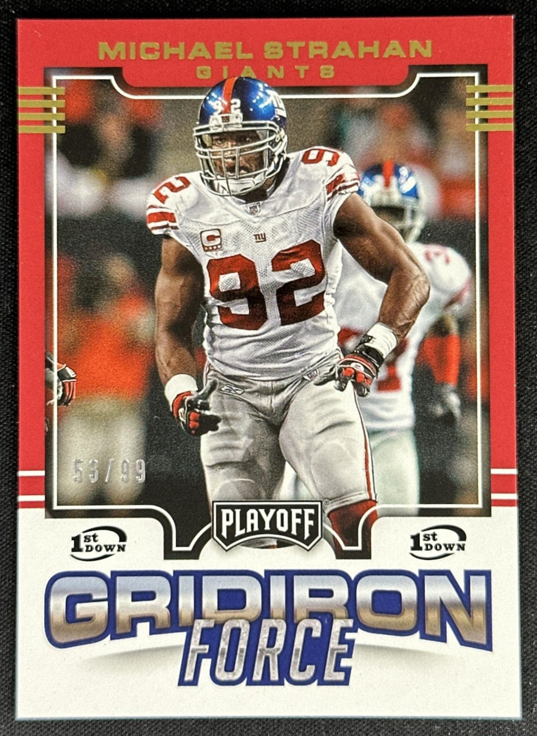 Michael Strahan 2017 Panini Playoff Gridiron Force 1st Prospect Down /99 Giants