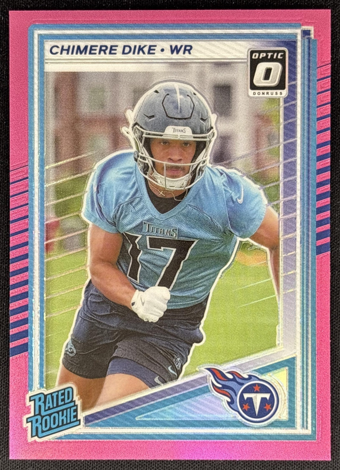 Chimere Dike 2025 Panini Donruss Optic Rated Rookie Preview Pink Titans - Front