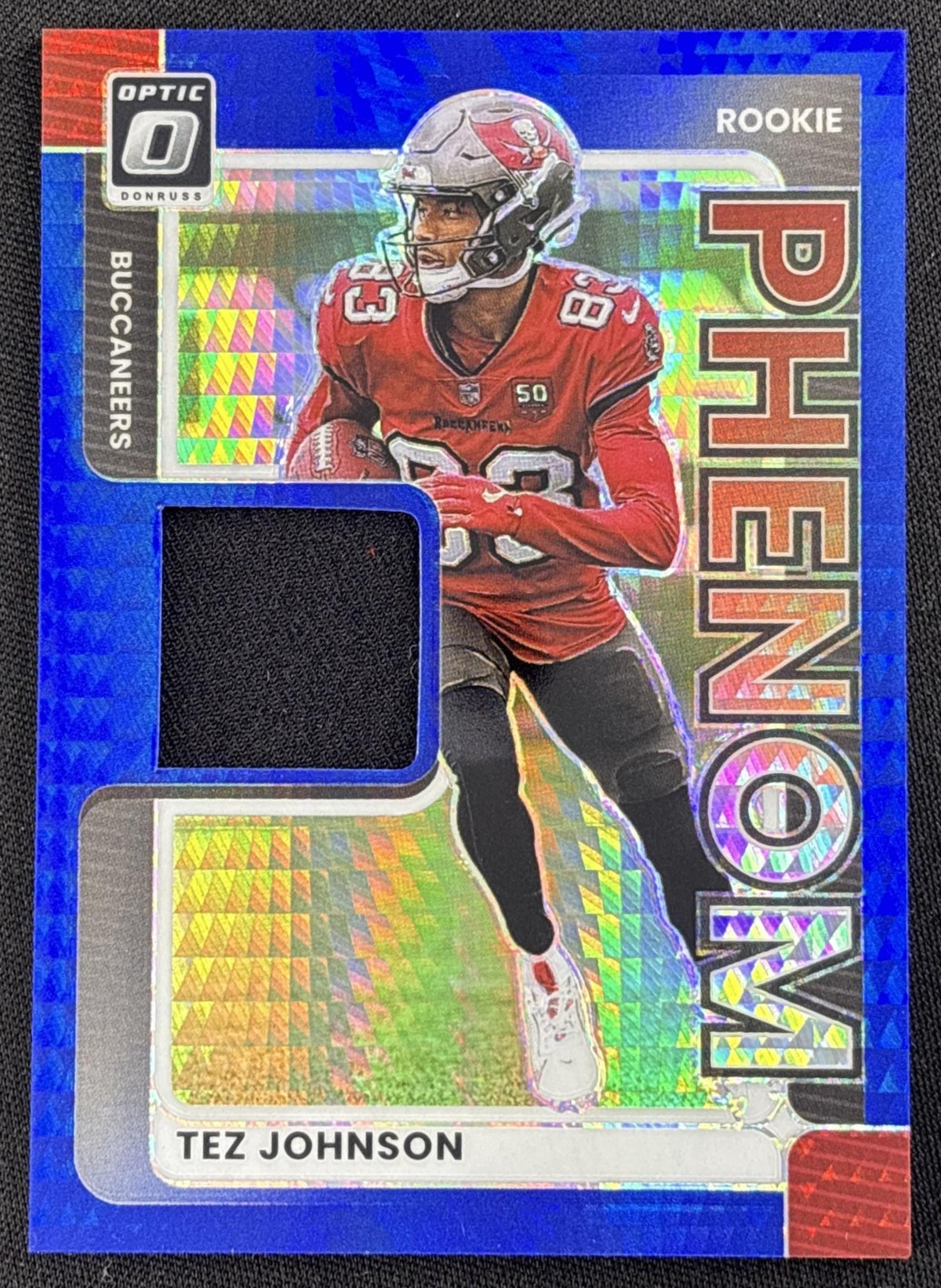Tez Johnson 2025 Panini Donruss Optic Rookie Phenoms Blue Hyper Prizm Buccaneers