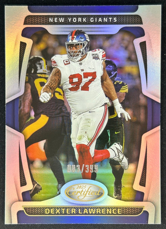 Dexter Lawrence 2025 Certified Mirror /399 Giants front