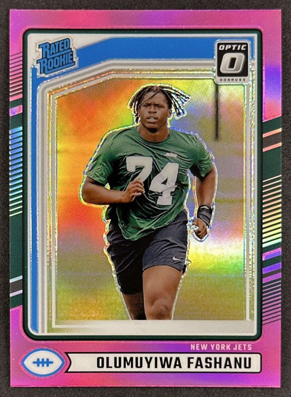 Olumuyiwa Fashanu 2024 Panini Donruss Optic Rated Rookie Preview Pink Jets Sports Trading Cards