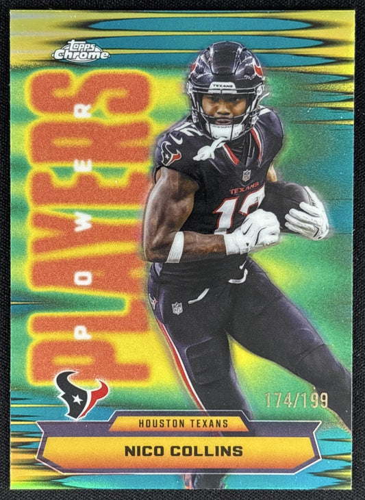 Nico Collins 2025 Topps Chrome Power Players Aqua Refractor /199 Texans