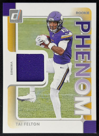 Tai Felton 2025 Panini Donruss Rookie Phenom Jerseys Vikings front