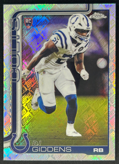 DJ Giddens 2025 Topps Chrome Rookie Topps Logo Refractor Colts Sports Trading Cards