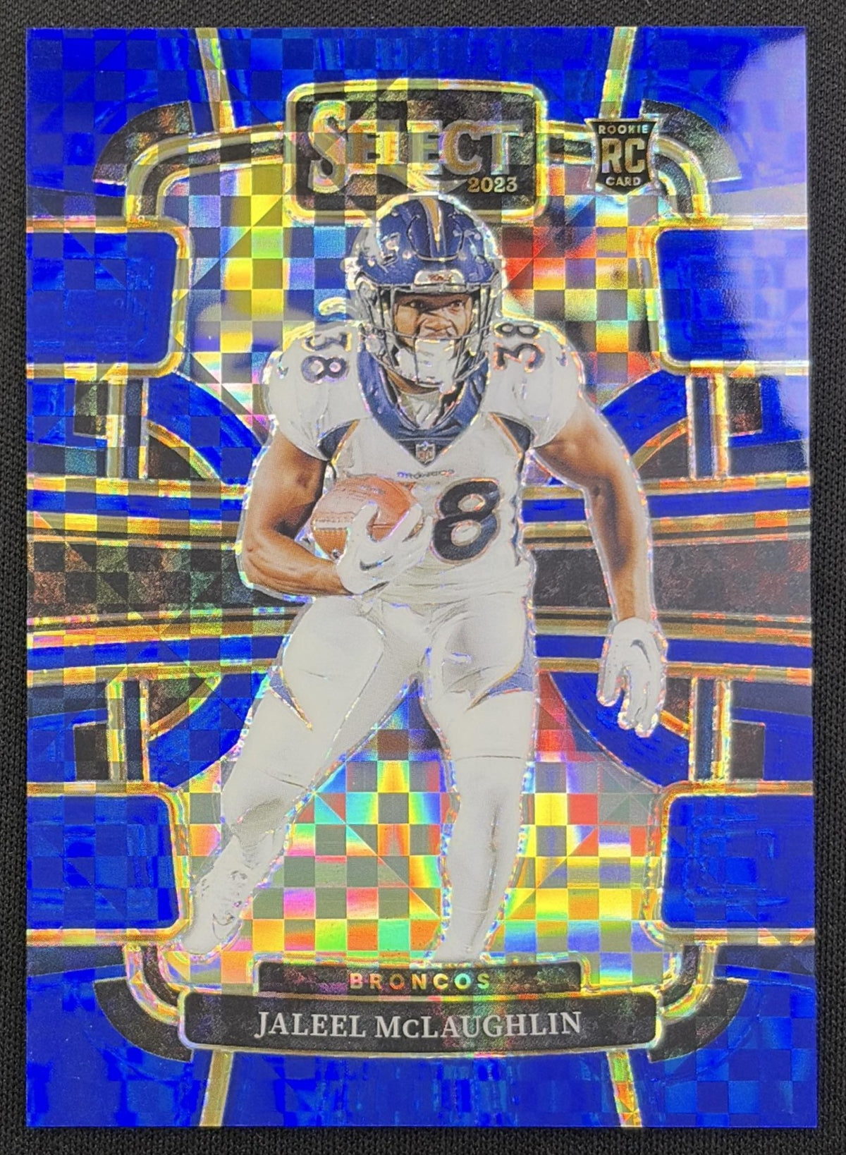 Jaleel McLaughlin 2023 Panini Select Blue Prizms /199 Broncos