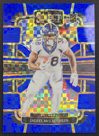 Jaleel McLaughlin 2023 Panini Select Blue Prizms /199 Broncos