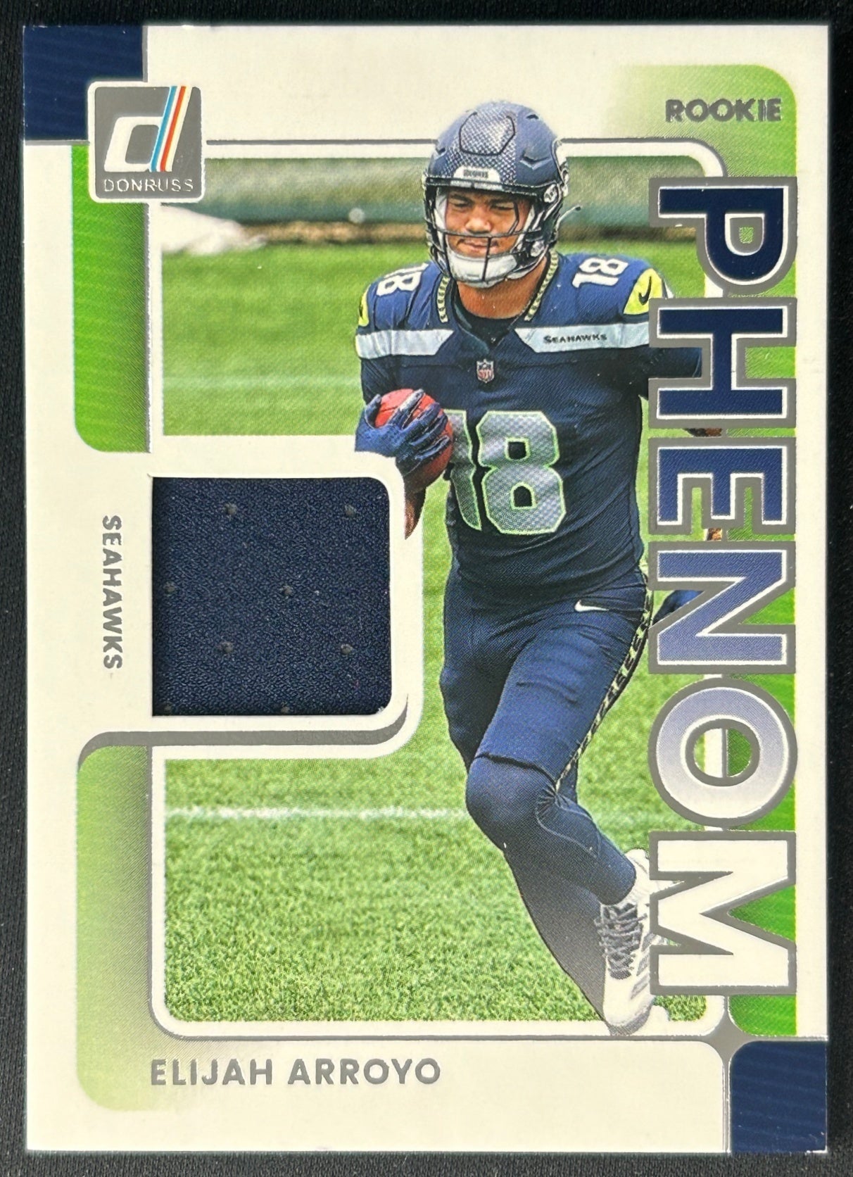 Elijah Arroyo 2025 Donruss Rookie Phenom Jerseys Seahawks Sports Trading Card